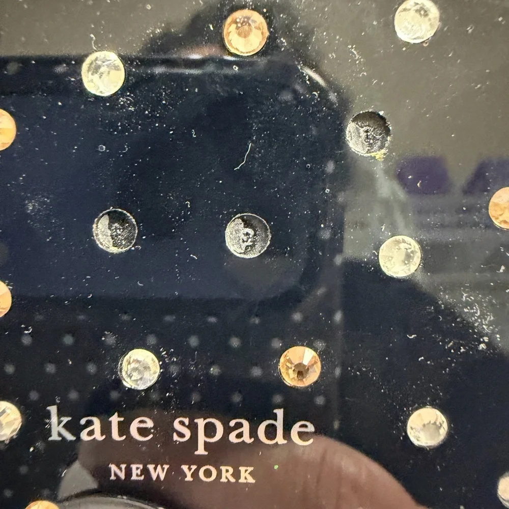 kate spade Black Phone Case with Gold & Silver Studs 14 pro max